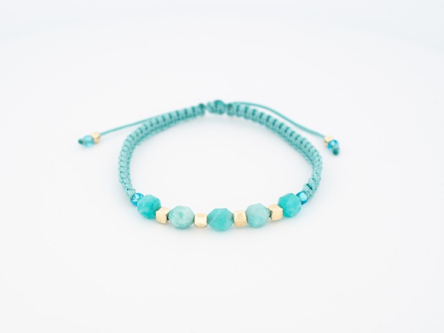 Bratara aur 14 k, amazonite si snur matase impletit CBB 1006