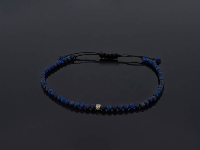  Bratara bila aur 14K, lapis lazuli si snur matase CBB 1066