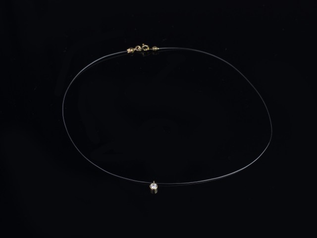 Choker silicon, pietricica mare aur 14 k CBL 110