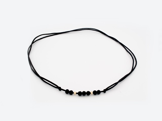 Lant bile aur 14K,black tourmaline si snur matase  CBL 135